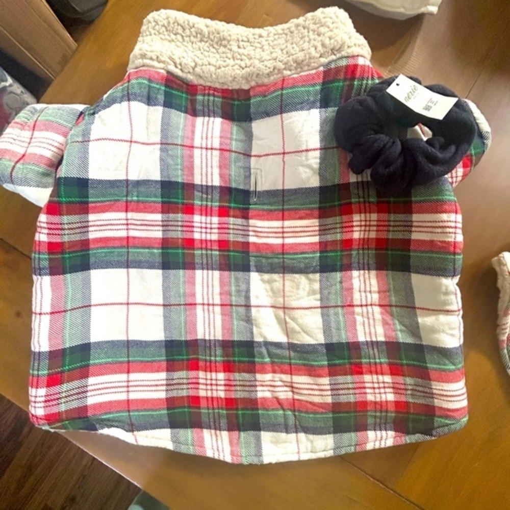 NWT Aerie Offleash Red and Green Plaid Jacket with Sherpa Lining